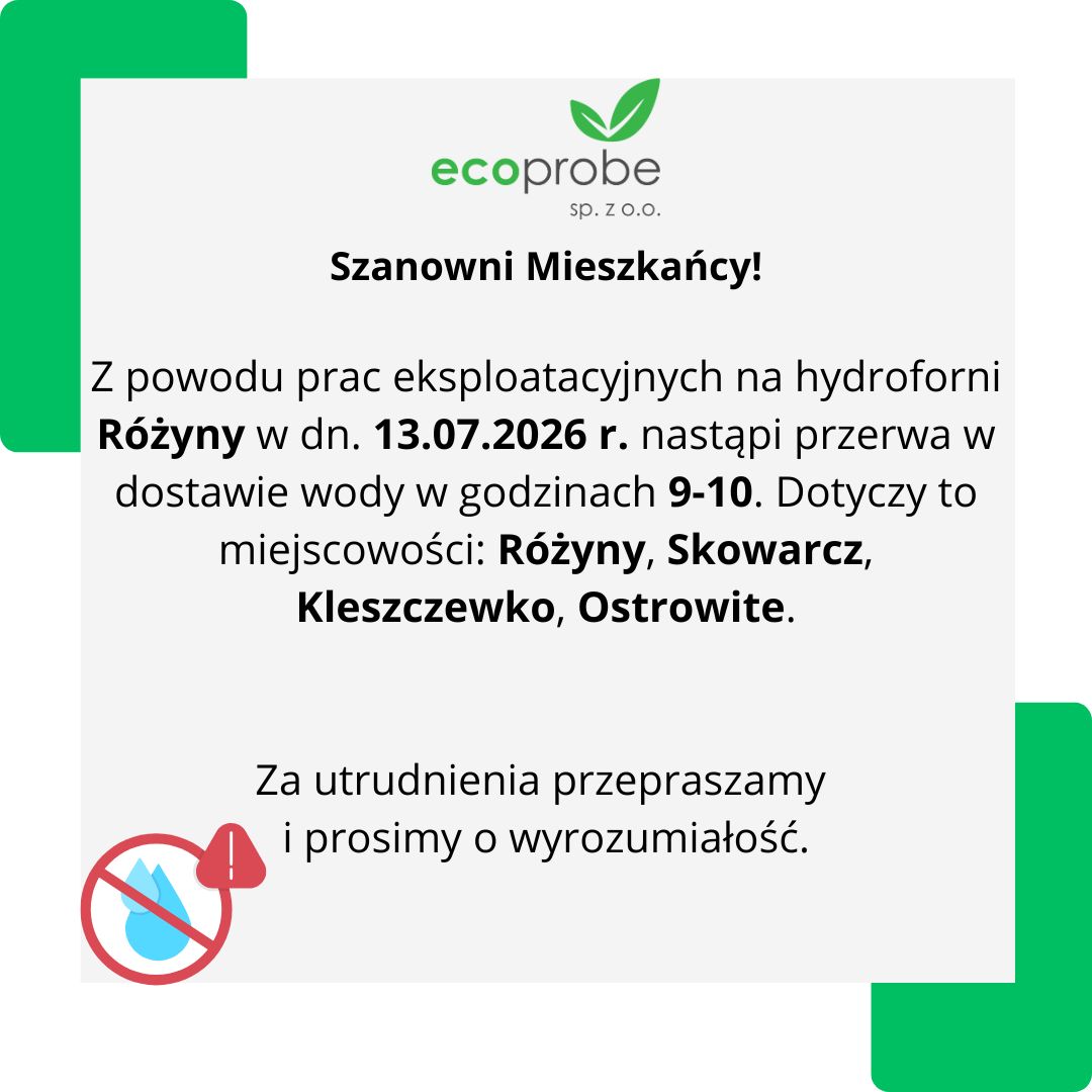 Przerwa w dostawie wody 13.07.2026r.