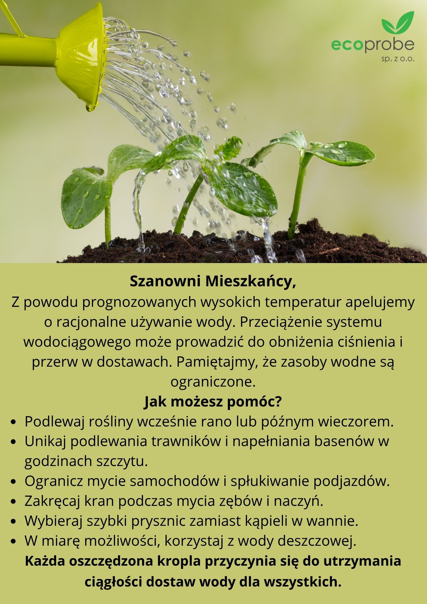 Komunikat dot. podlewania